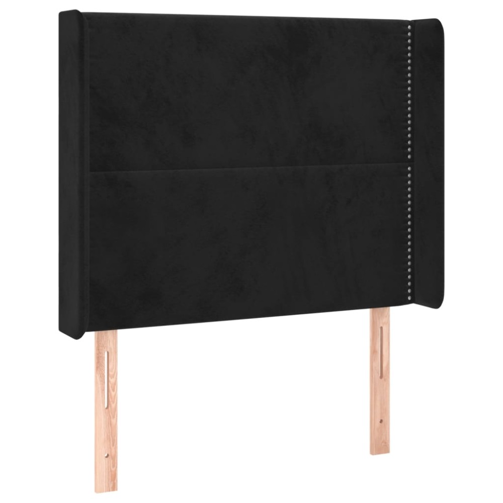 vidaXL Tăblie de pat cu aripioare, negru, 103x16x118/128 cm, catifea