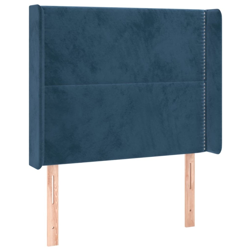 vidaXL Tăblie pat cu urechi albastru închis 103x16x118/128 cm catifea