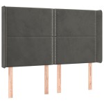 vidaXL Tăblie de pat cu aripioare gri închis 147x16x118/128 cm catifea
