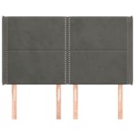 vidaXL Tăblie de pat cu aripioare gri închis 147x16x118/128 cm catifea