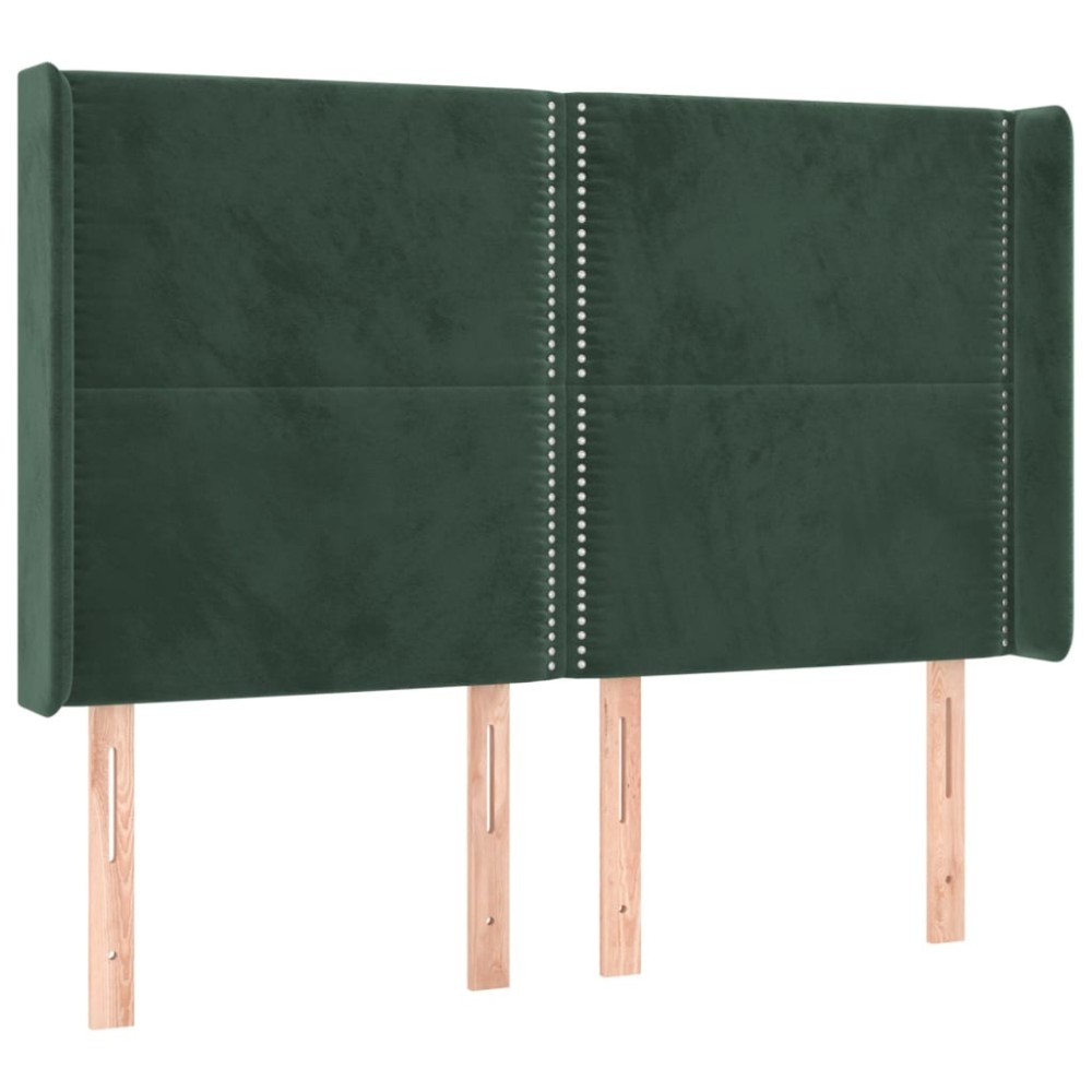 vidaXL Tăblie pat cu aripioare verde închis 147x16x118/128 cm catifea