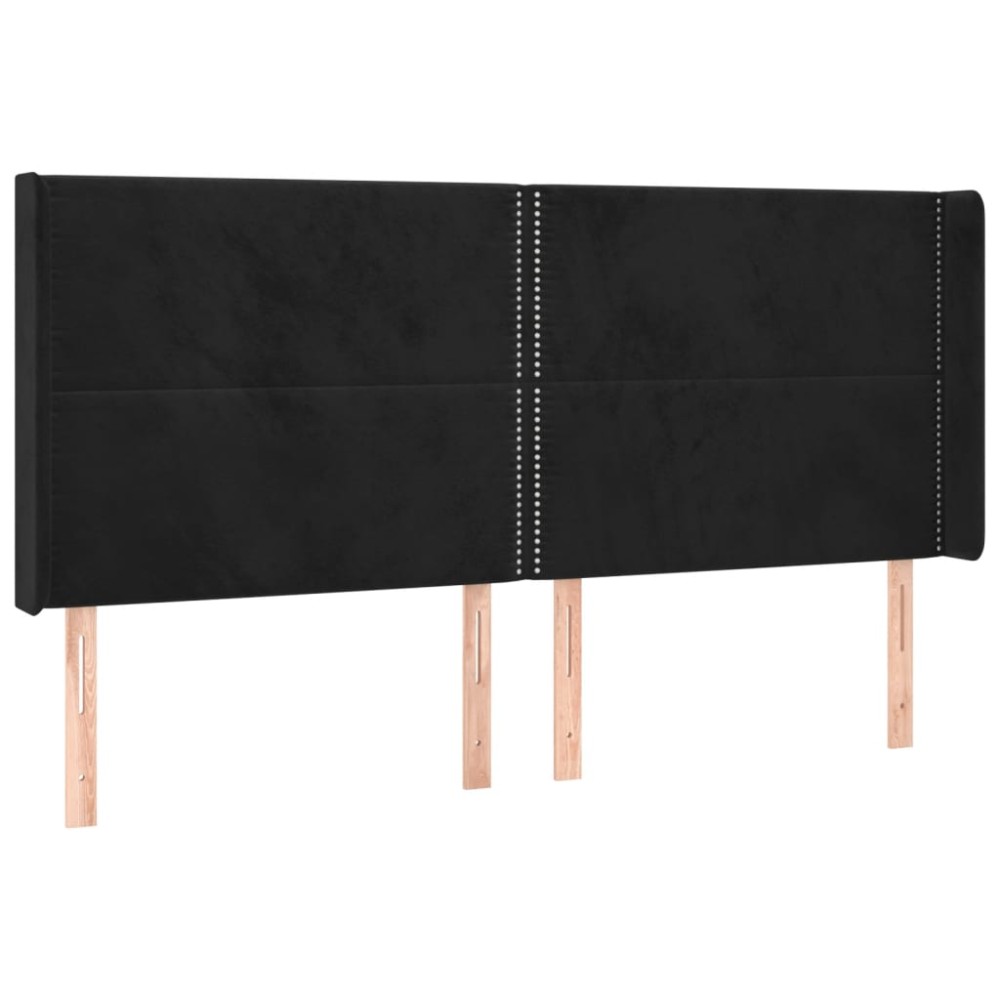 vidaXL Tăblie de pat cu aripioare, negru, 163x16x118/128 cm, catifea