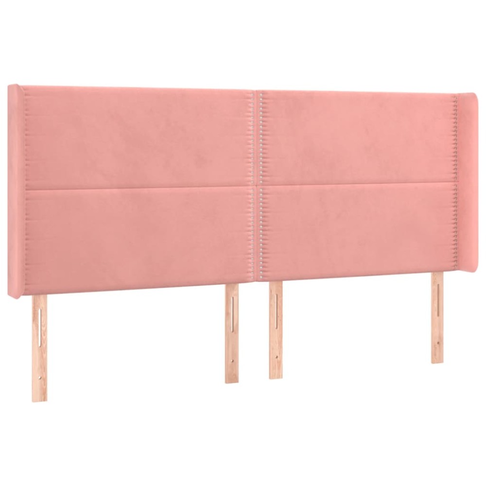 vidaXL Tăblie de pat cu aripioare, roz, 163x16x118/128 cm, catifea