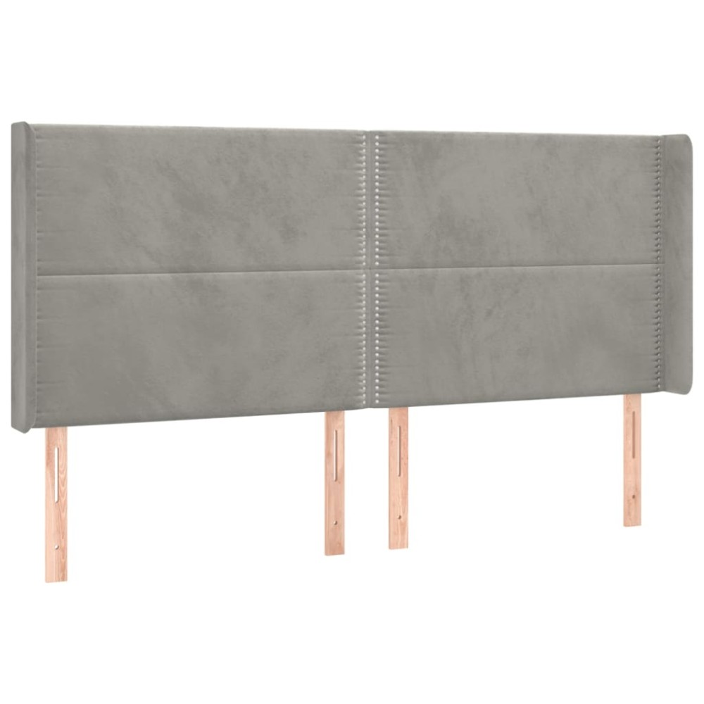 vidaXL Tăblie de pat cu aripioare gri deschis 183x16x118/128cm catifea