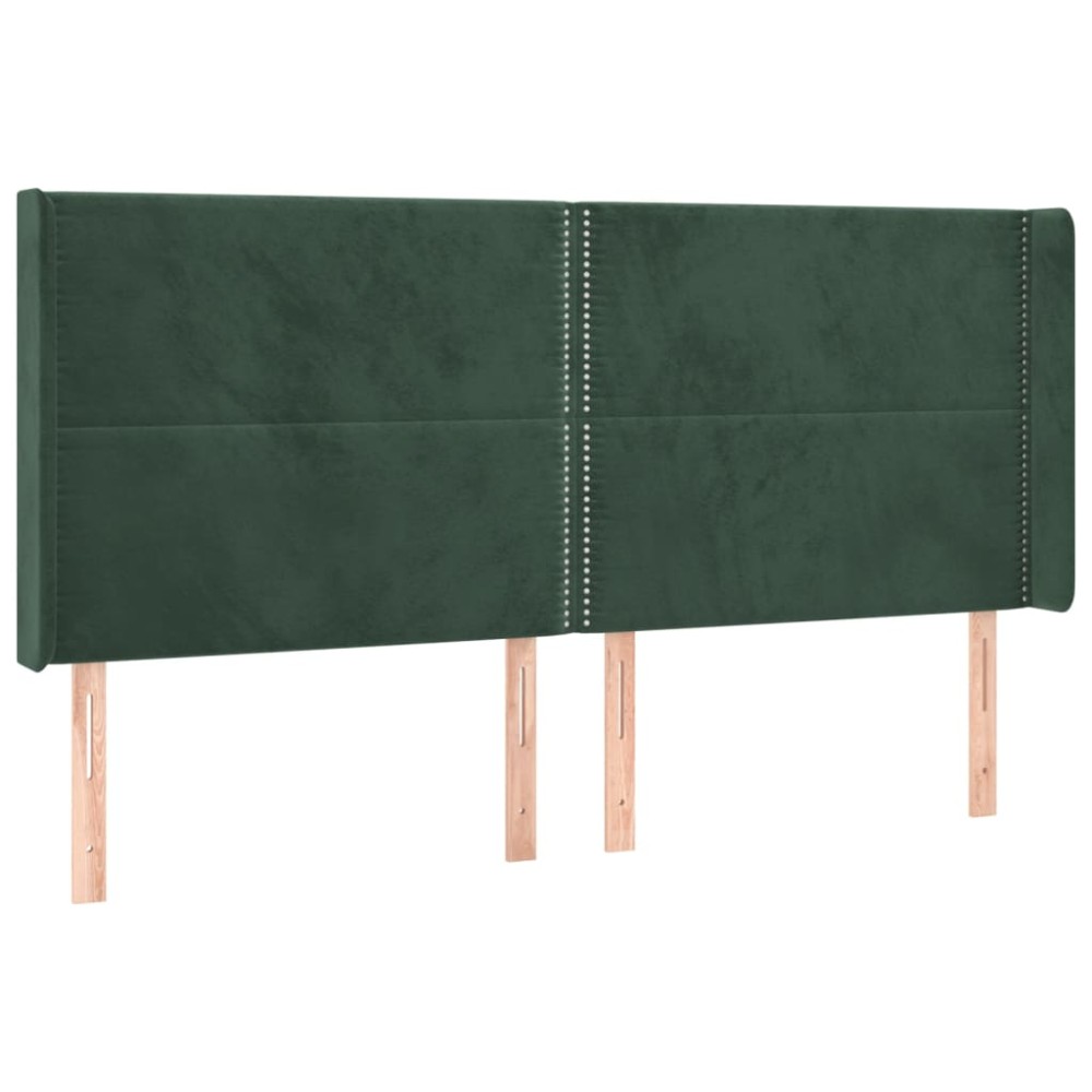 vidaXL Tăblie pat cu aripioare verde închis 183x16x118/128 cm catifea