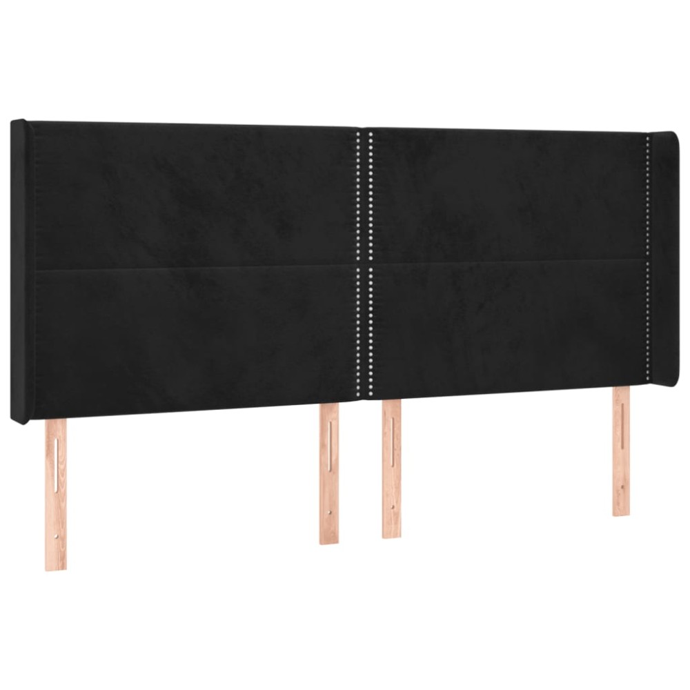 vidaXL Tăblie de pat cu aripioare, negru, 203x16x118/128 cm, catifea