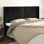 vidaXL Tăblie de pat cu aripioare, negru, 203x16x118/128 cm, catifea