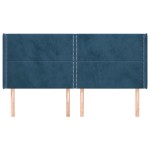 vidaXL Tăblie pat cu urechi albastru închis 203x16x118/128 cm catifea vidaXL Tăblie pat cu urechi albastru închis 203x16x118/128 cm catifea
