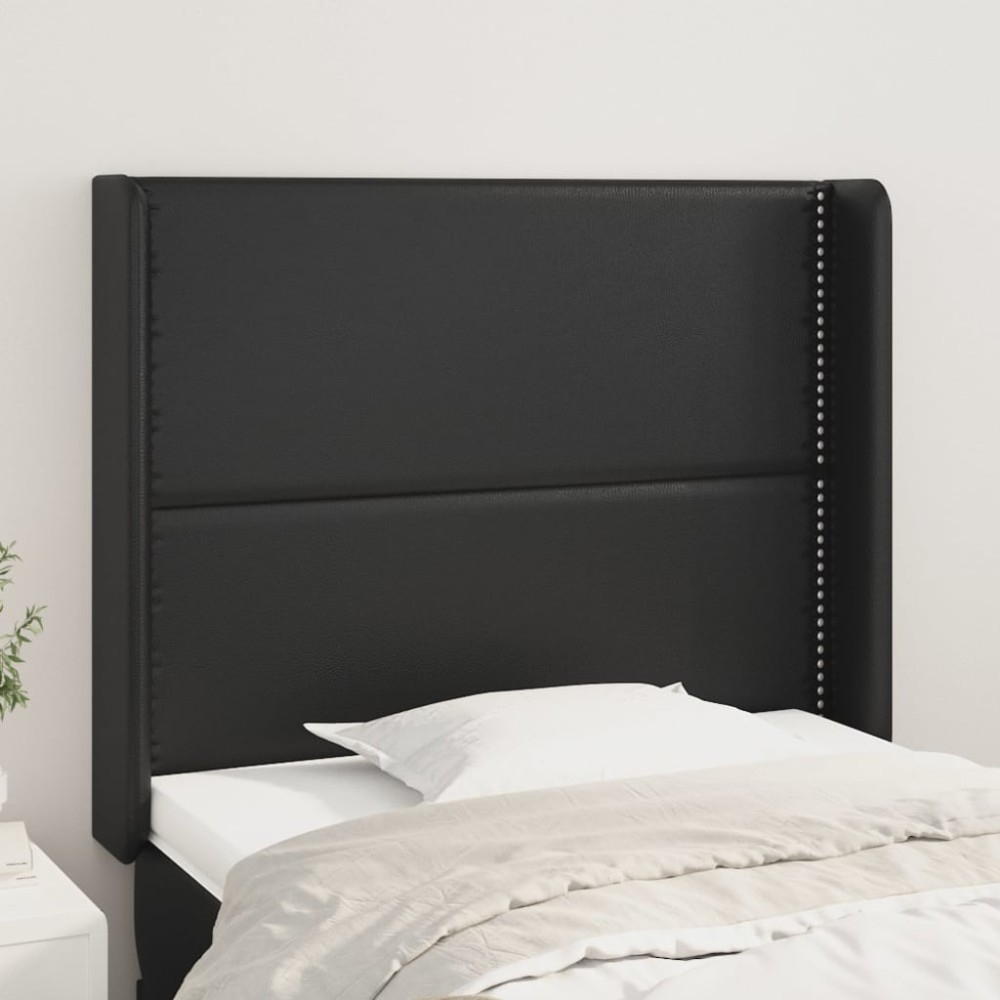 vidaXL Tăblie de pat cu aripioare, negru, 103x16x118/128 cm, piele eco