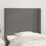 vidaXL Tăblie de pat cu aripioare gri 103x16x118/128 cm piele eco