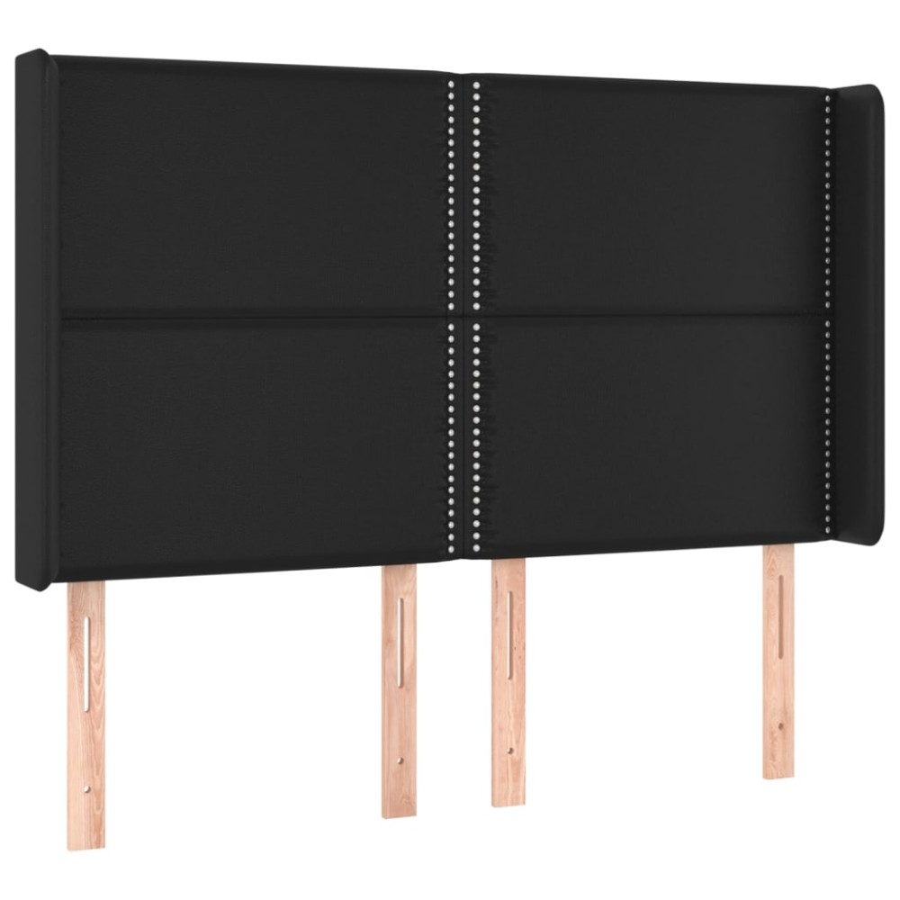 vidaXL Tăblie de pat cu aripioare, negru, 147x16x118/128 cm, piele eco