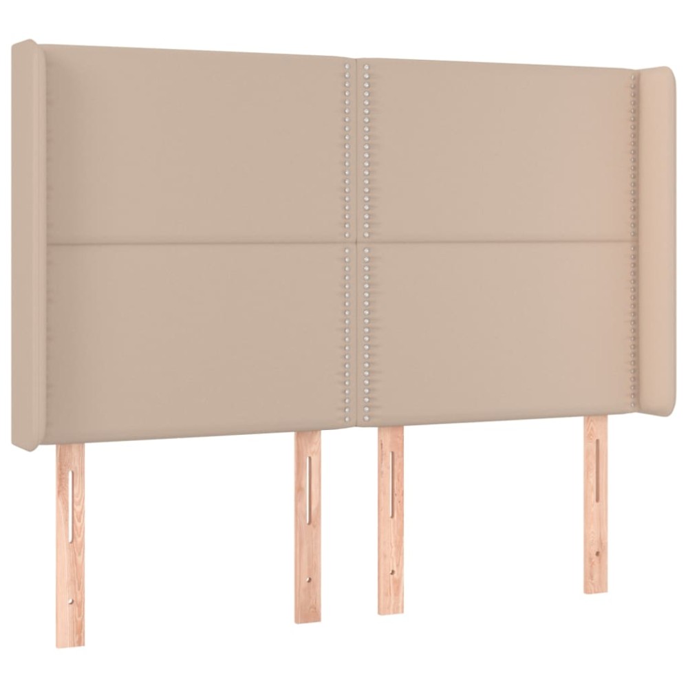 vidaXL Tăblie pat cu aripioare cappuccino 147x16x118/128 cm piele eco
