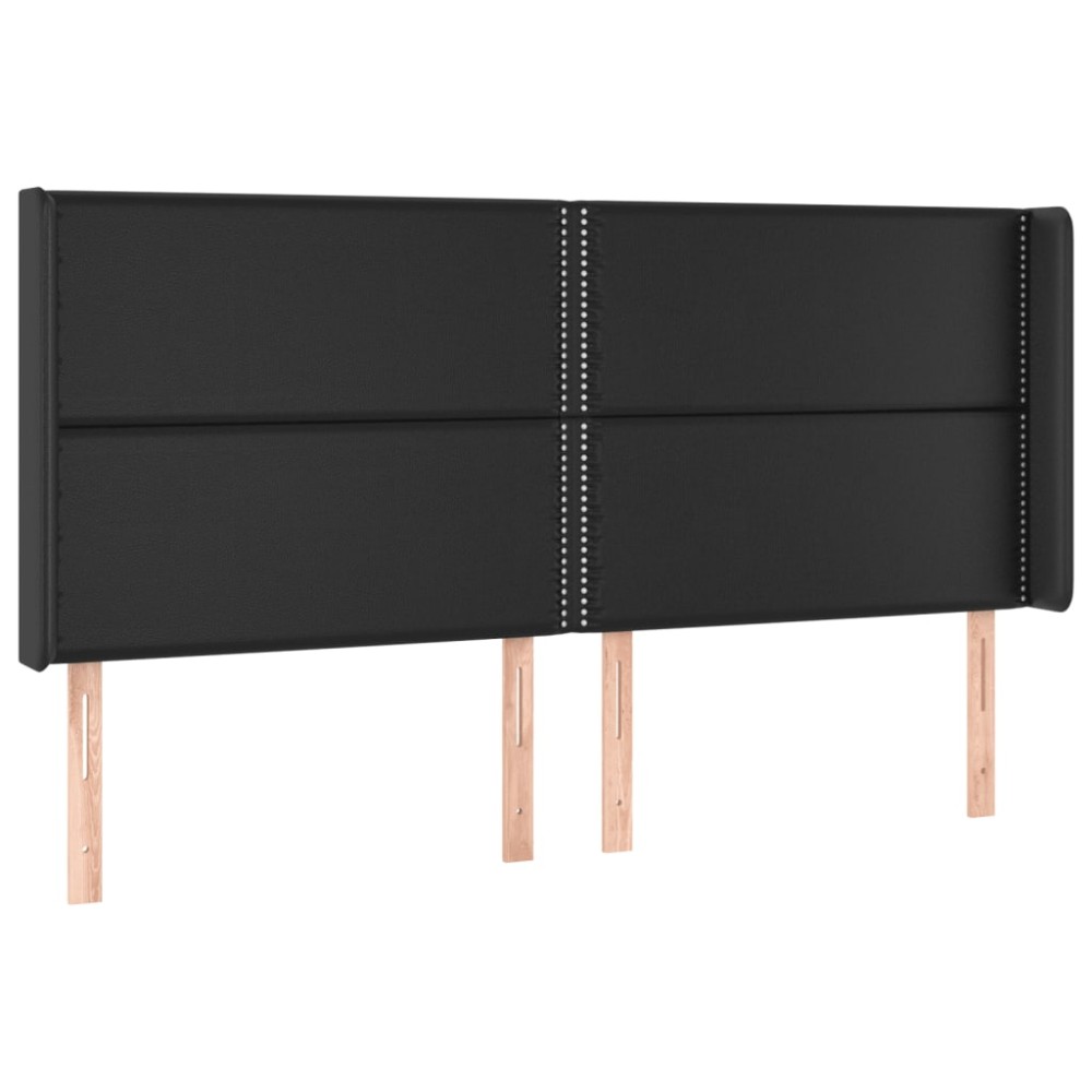 vidaXL Tăblie de pat cu aripioare, negru, 163x16x118/128 cm, piele eco