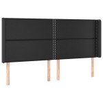 vidaXL Tăblie de pat cu aripioare, negru, 183x16x118/128 cm, piele eco