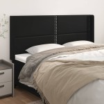 vidaXL Tăblie de pat cu aripioare, negru, 183x16x118/128 cm, piele eco