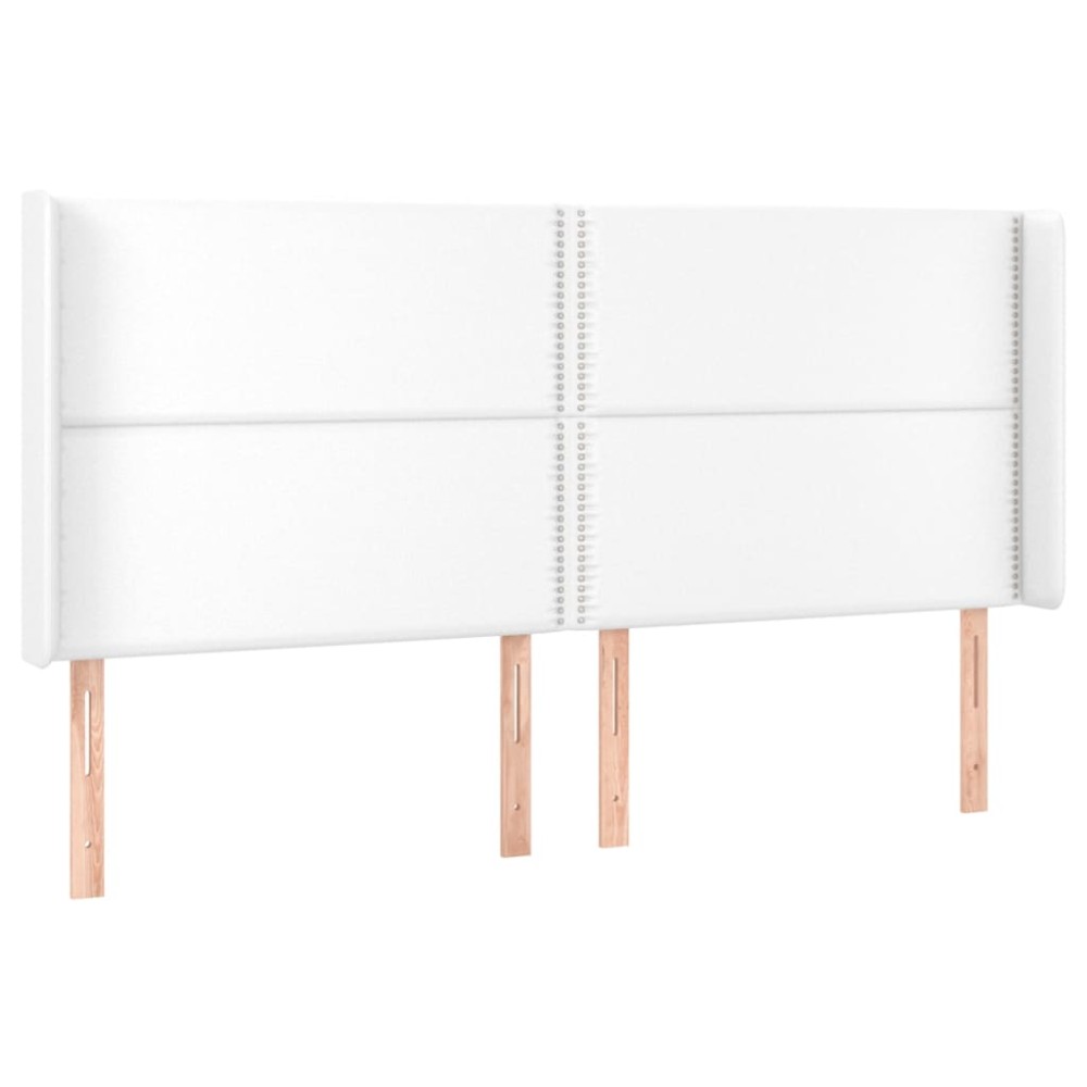 vidaXL Tăblie de pat cu aripioare, alb, 183x16x118/128 cm, piele eco