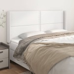 vidaXL Tăblie de pat cu aripioare, alb, 183x16x118/128 cm, piele eco
