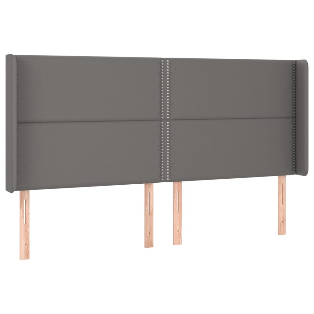 vidaXL Tăblie de pat cu aripioare, gri, 183x16x118/128 cm piele eco