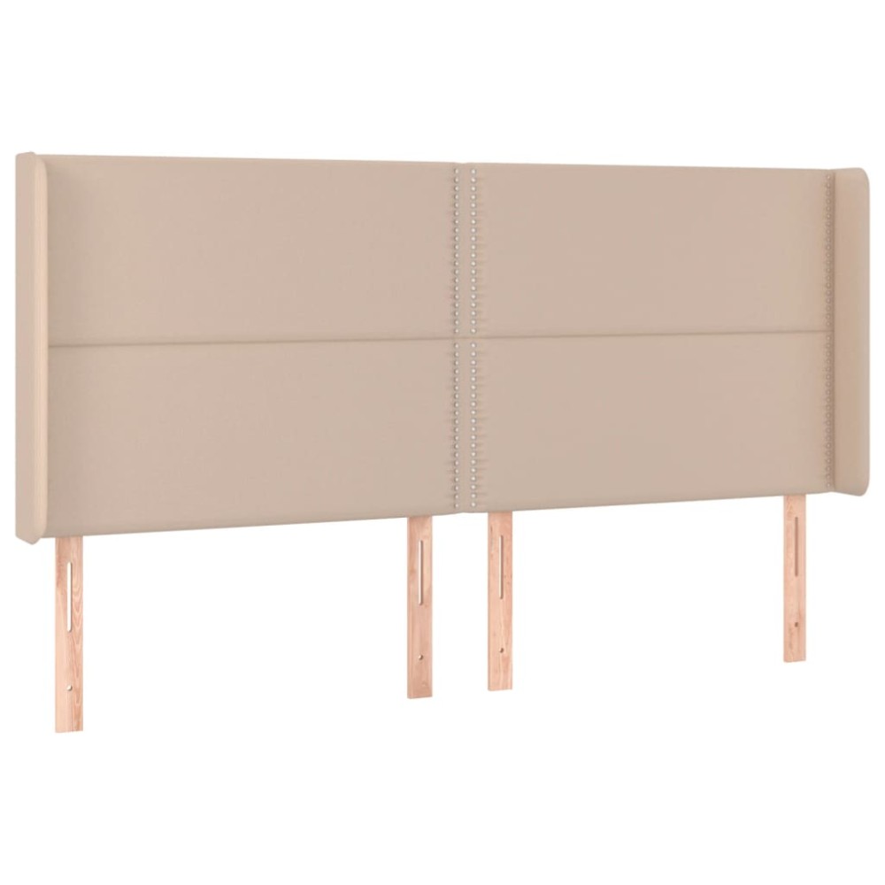 vidaXL Tăblie pat cu aripioare, cappuccino,183x16x118/128 cm piele eco