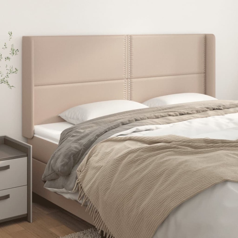 vidaXL Tăblie pat cu aripioare, cappuccino,183x16x118/128 cm piele eco