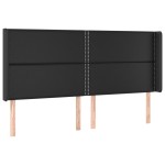 vidaXL Tăblie de pat cu aripioare, negru, 203x16x118/128 cm, piele eco