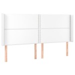 vidaXL Tăblie de pat cu aripioare, alb, 203x16x118/128 cm, piele eco