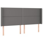 vidaXL Tăblie de pat cu aripioare gri 203x16x118/128 cm piele eco