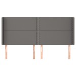 vidaXL Tăblie de pat cu aripioare gri 203x16x118/128 cm piele eco