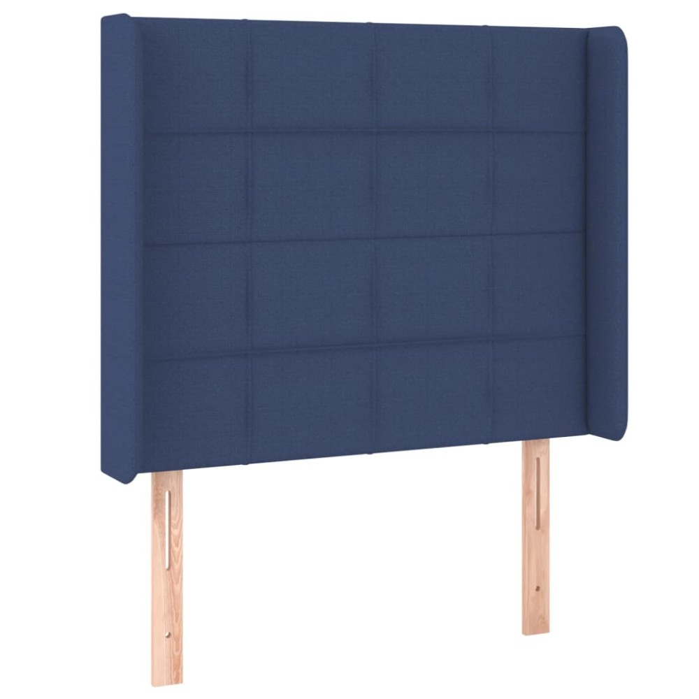 vidaXL Tăblie de pat cu aripioare, albastru, 93x16x118/128 cm, textil