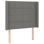 vidaXL Tăblie de pat cu aripioare gri închis 103x16x118/128 cm textil