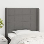 vidaXL Tăblie de pat cu aripioare gri închis 103x16x118/128 cm textil