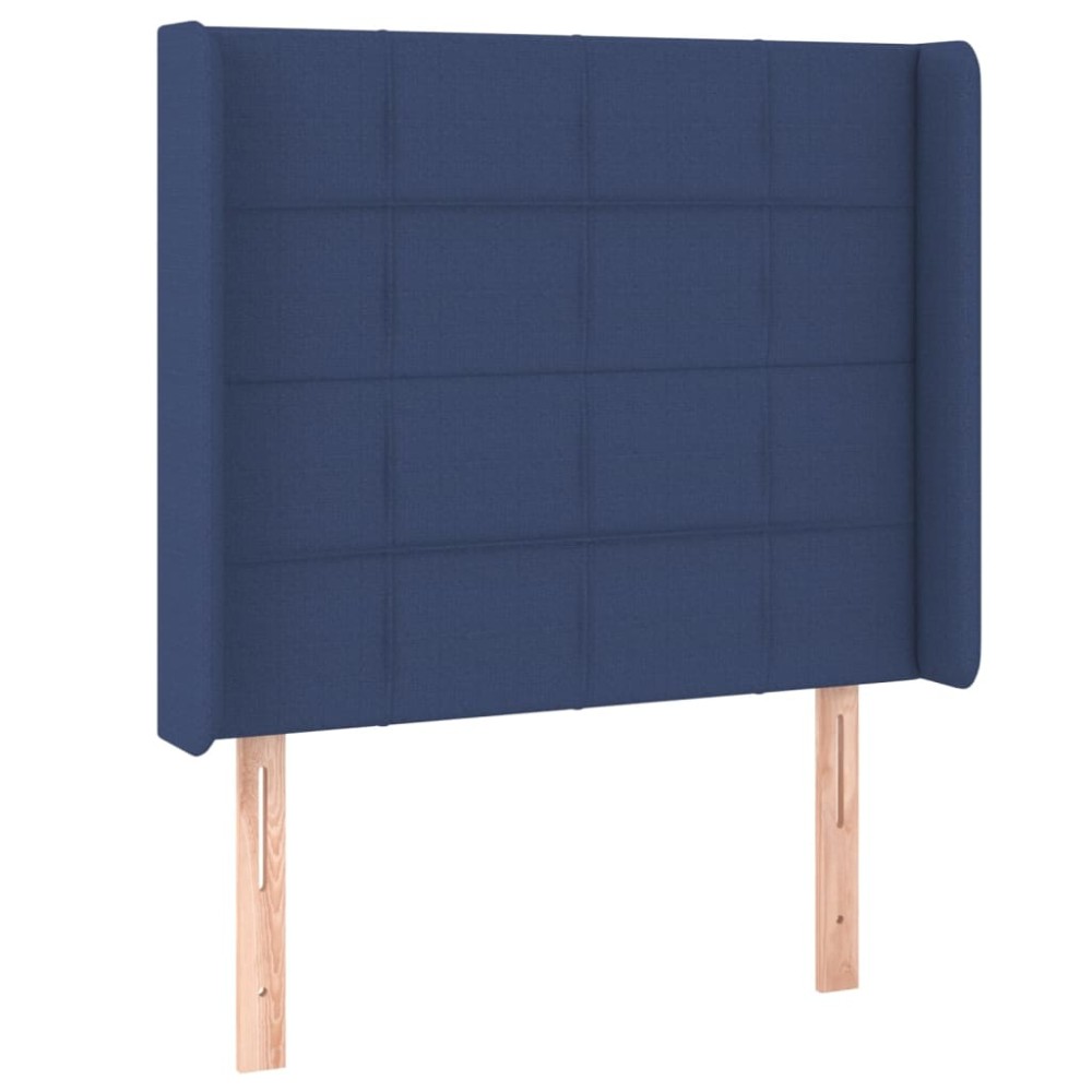 vidaXL Tăblie de pat cu aripioare, albastru, 103x16x118/128 cm, textil