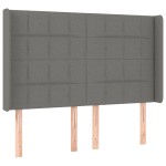vidaXL Tăblie de pat cu aripioare gri închis 147x16x118/128 cm textil