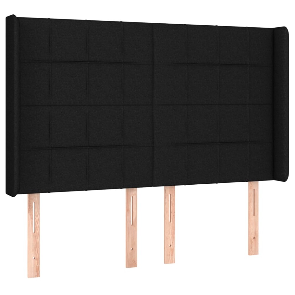 vidaXL Tăblie de pat cu aripioare, negru, 147x16x118/128 cm, textil