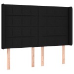 vidaXL Tăblie de pat cu aripioare, negru, 147x16x118/128 cm, textil