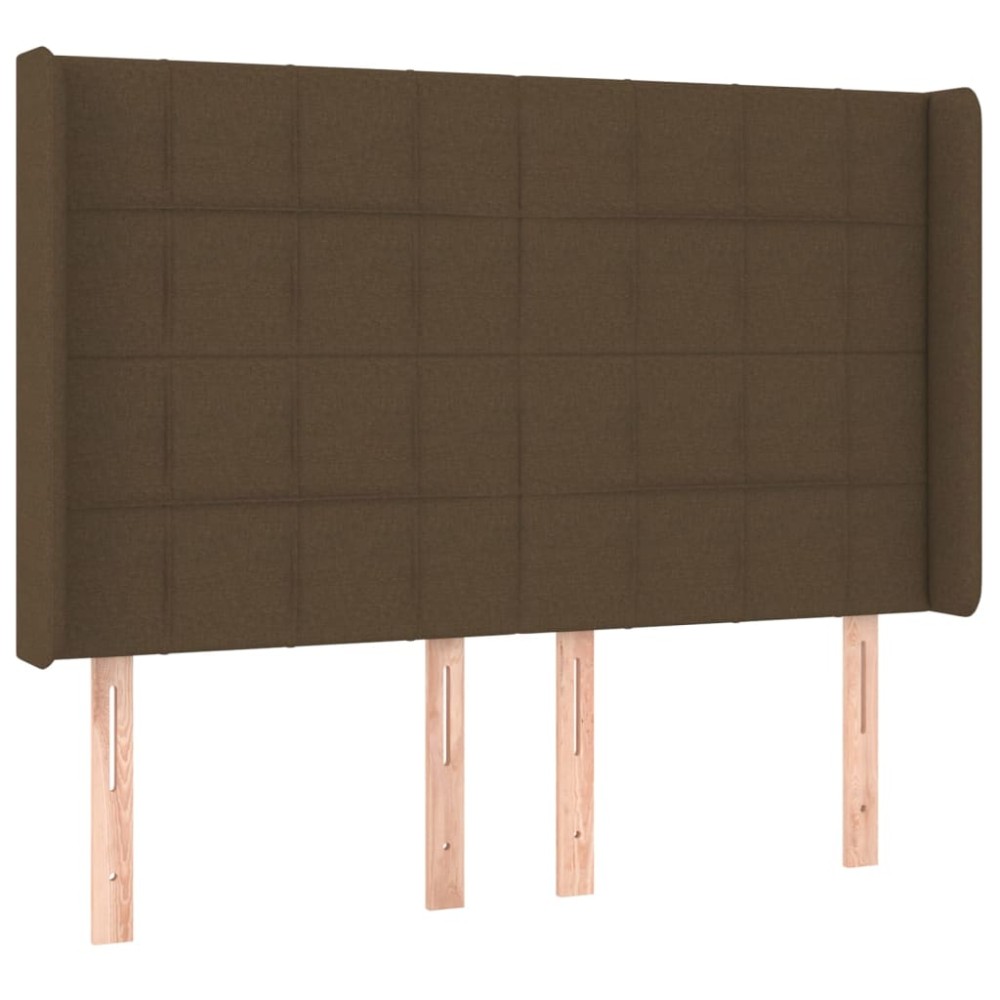 vidaXL Tăblie de pat cu aripioare maro închis 147x16x118/128 cm textil