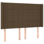 vidaXL Tăblie de pat cu aripioare maro închis 147x16x118/128 cm textil