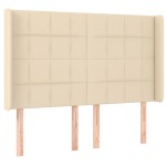 vidaXL Tăblie de pat cu aripioare, crem, 147x16x118/128 cm, textil