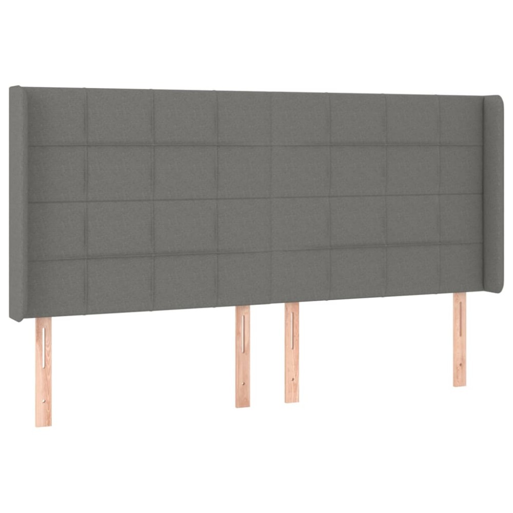 vidaXL Tăblie de pat cu aripioare gri închis 163x16x118/128 cm textil