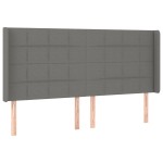 vidaXL Tăblie de pat cu aripioare gri închis 163x16x118/128 cm textil vidaXL Tăblie de pat cu aripioare gri închis 163x16x118/128 cm textil