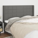 vidaXL Tăblie de pat cu aripioare gri închis 163x16x118/128 cm textil vidaXL Tăblie de pat cu aripioare gri închis 163x16x118/128 cm textil