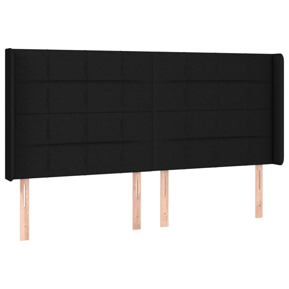 vidaXL Tăblie de pat cu aripioare, negru, 163x16x118/128 cm, textil