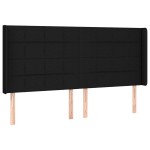 vidaXL Tăblie de pat cu aripioare, negru, 163x16x118/128 cm, textil
