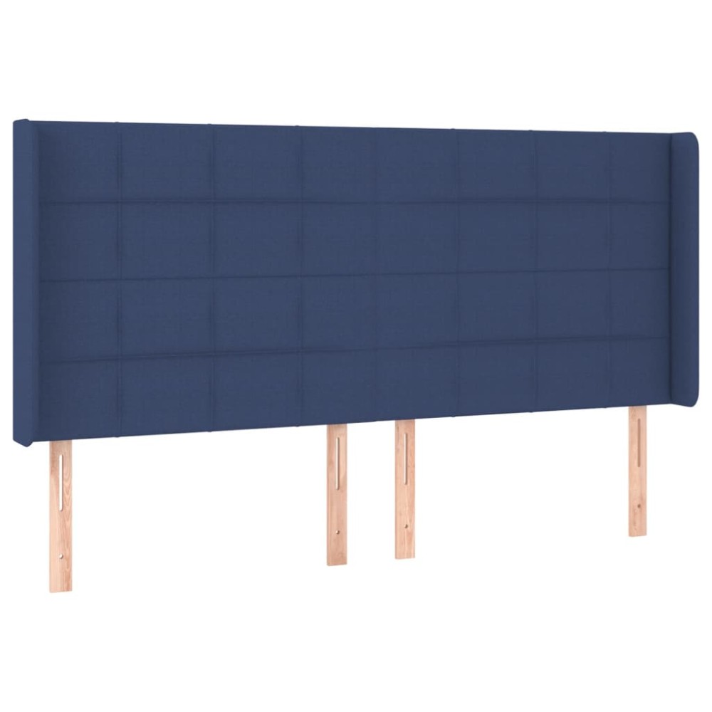 vidaXL Tăblie de pat cu aripioare, albastru, 163x16x118/128 cm, textil