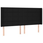 vidaXL Tăblie de pat cu aripioare, negru, 183x16x118/128 cm, textil