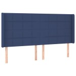 vidaXL Tăblie de pat cu aripioare, albastru, 183x16x118/128 cm, textil