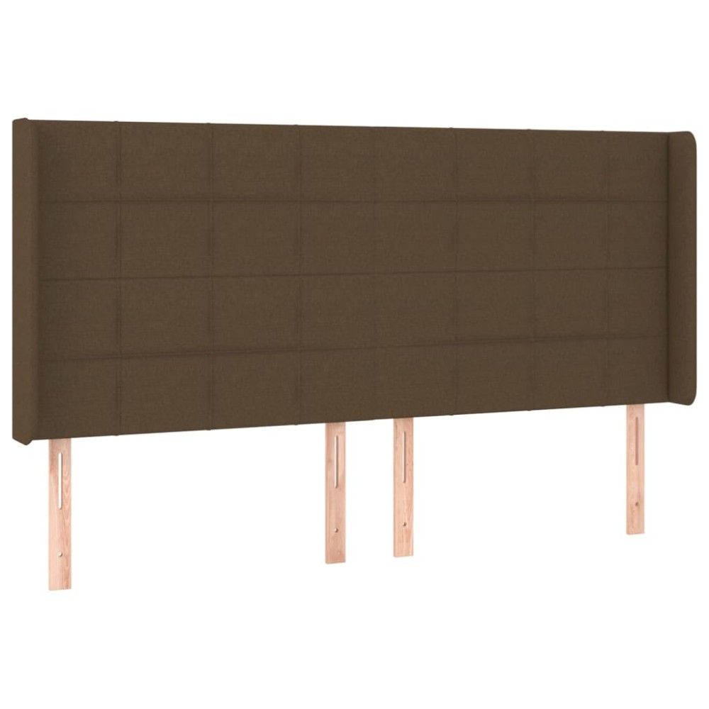 vidaXL Tăblie de pat cu aripioare maro închis 203x16x118/128 cm textil