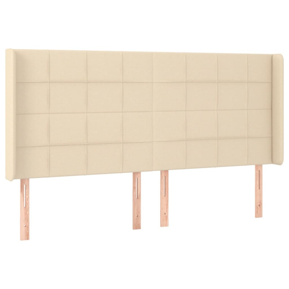 vidaXL Tăblie de pat cu aripioare, crem, 203x16x118/128 cm, textil