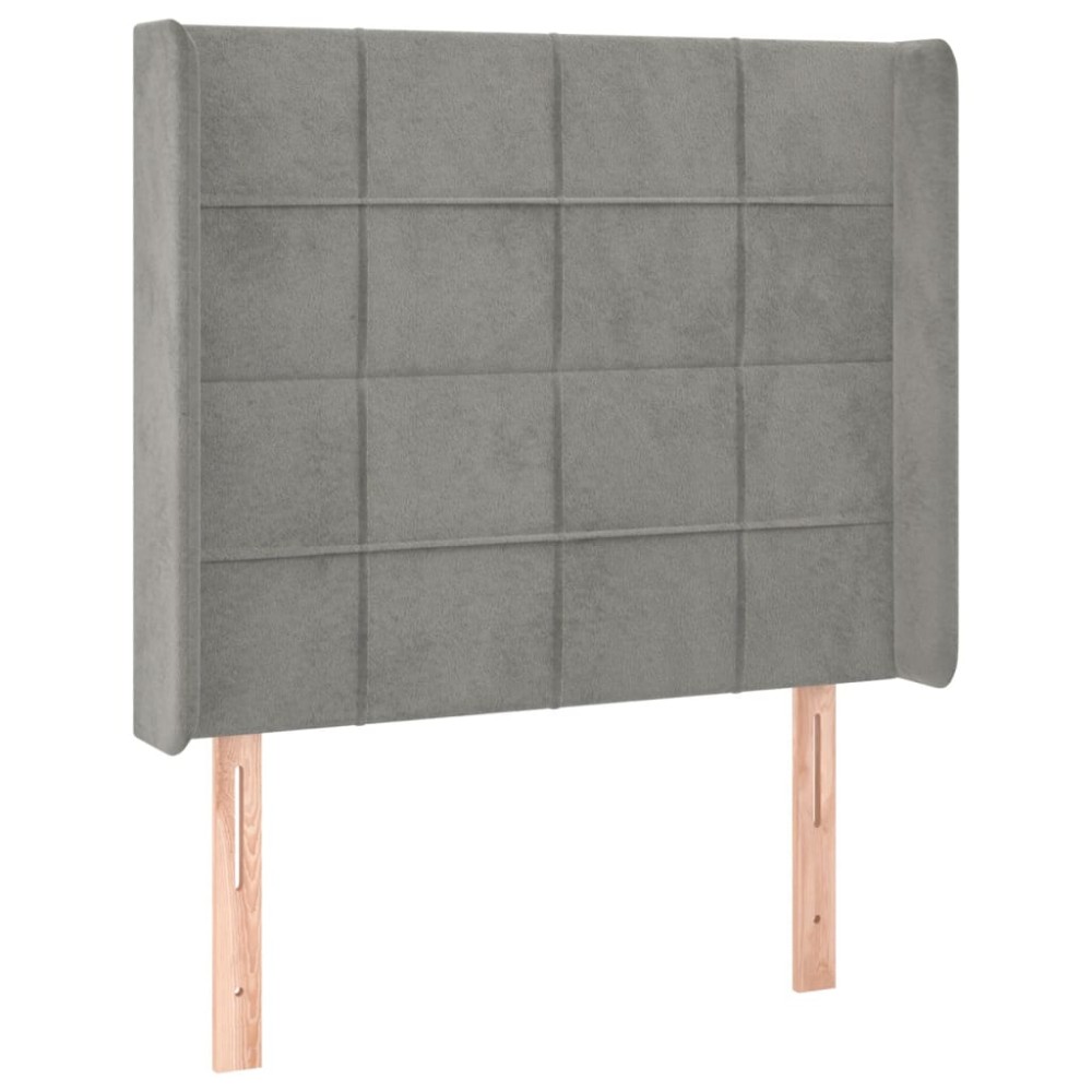vidaXL Tăblie de pat cu aripioare gri deschis 83x16x118/128 cm catifea