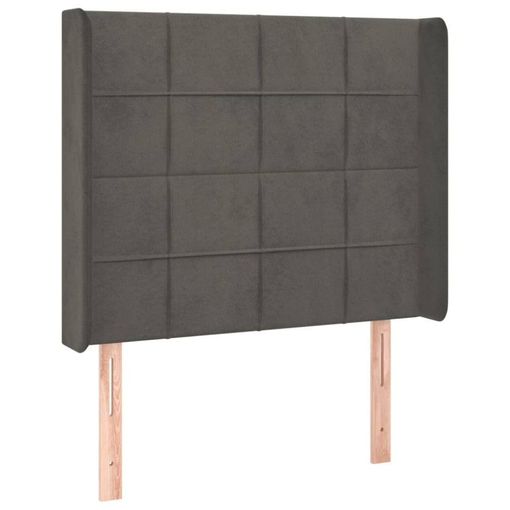 vidaXL Tăblie de pat cu aripioare gri închis 103x16x118/128 cm catifea